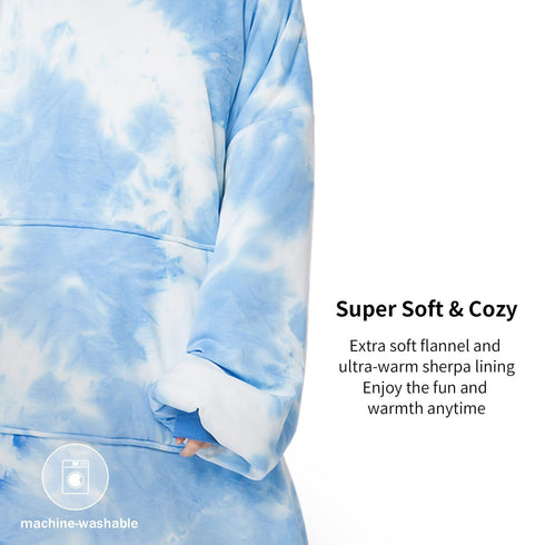 Ultra-soft Sherpa Hoodie-Decke mit Ärmeln & Tasche