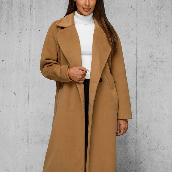 DAMEN JACKE ELEGANTER LANGER MANTEL MIT KNOPFVERSCHLUSS