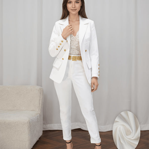 Elegantes Damen Zweiteiler Anzugset | Doppelreihiger Blazer & Hose
