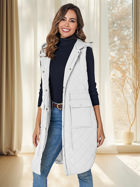 Gesteppte Weste Damen mit Kapuze & Gürtel | Stylischer Layer
