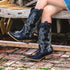 VINTAGE DAMEN-WESTERNSTIEFEL MIT BESTICKTEM SCHAFT UND SPITZKAPPE – REITSTIEFEL