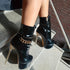 DAMEN-STIEFELETTEN MIT ABSATZ - STILETTO-PUNK-STYLE MIT RUNDER SPITZE