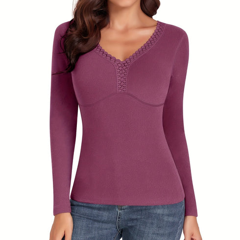 Thermo-Langarmhemd für Damen | Slim Fit Unterhemd Winter-Basisschicht