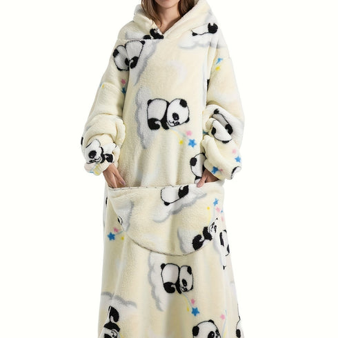 Langer Kapuzenpullover für Damen mit Kapuze und Fleece