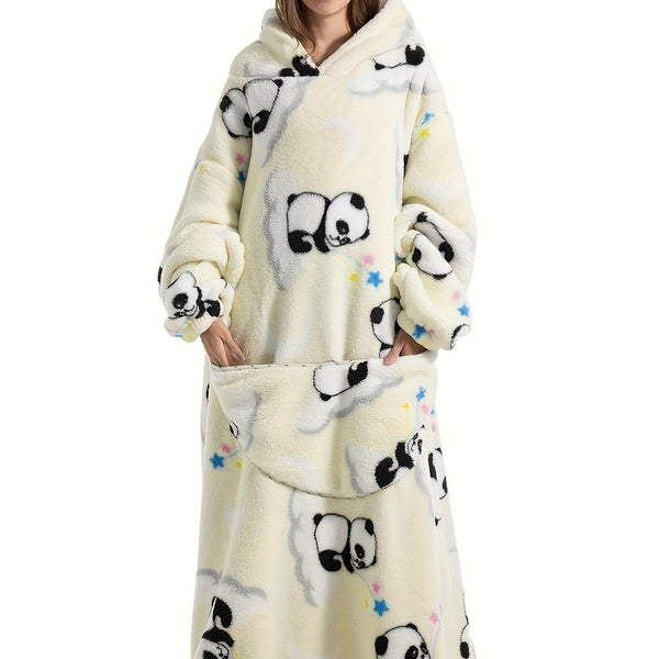 Langer Kapuzenpullover für Damen mit Kapuze und Fleece