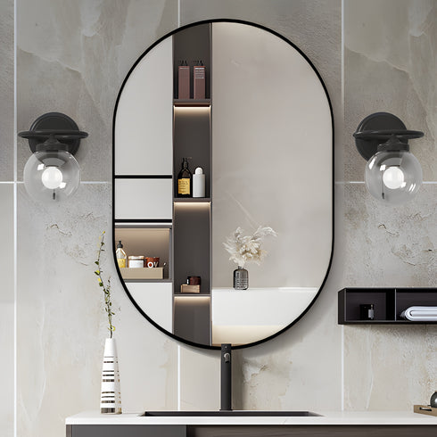 Obliva | Ovaler Wand-Badezimmerspiegel Feuchtigkeitsbeständiges