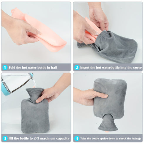 Wärmflasche mit Plüschbezug | Gummi-Heißwasserkissen