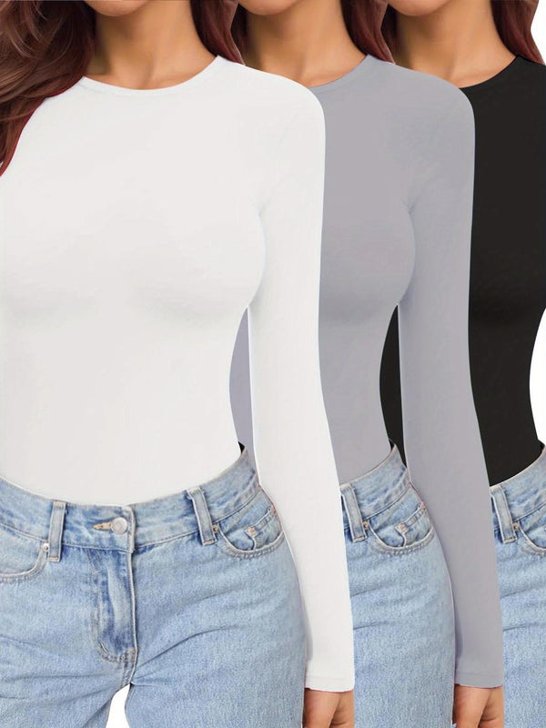 3er-Pack Thermo-Langarmshirts für Damen | Eng anliegendes Winter-Baselayer-Shirt