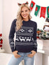 Damen Weihnachts-Pullover – Bequemer Langarm mit Rentier & Schneeflocken