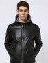 Raukor Herren Lederjacke mit Kapuze – matt schwarz Motorradstyle