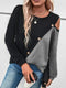 Off-Shoulder-Pullover mit Farbblockdesign für Damen | Langarm-Sweatshirt
