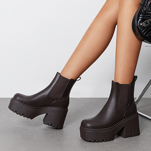 DAMEN PLATEAU BLOCKABSATZ STIEFELETTEN