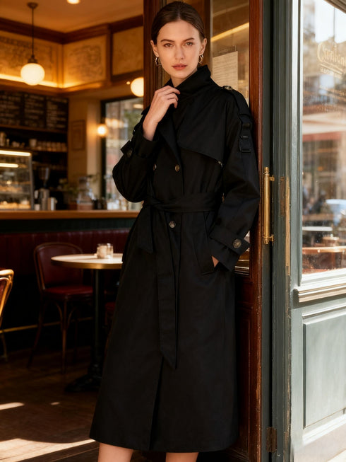 Trenchcoat mit Gürtel & Reverskragen