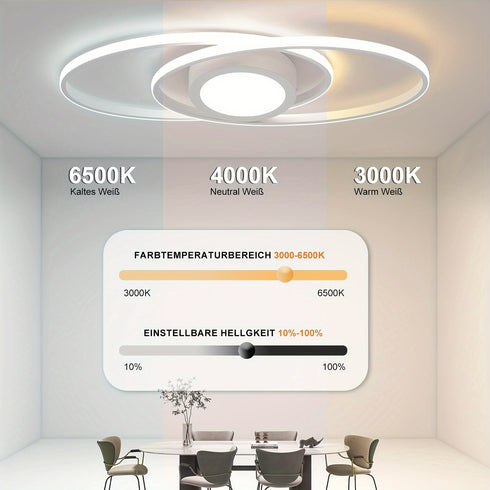 LumiGlow 48W LED-Deckenlicht mit Fernbedienung - Schwarz, dimmbar für Wohnzimmer, Schlafzimmer, Küche und Balkon