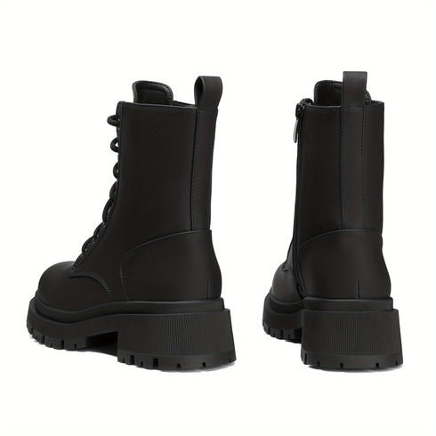 DAMEN-KAMPFSTIEFEL MIT MITTLERER SCHAFTHÖHE UND PLATEAUABSATZ