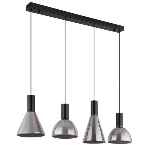 Linnaea Moderne Hängelampe 4 Flammen geräuchertes Glas | Pendelleuchte