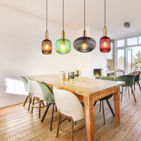 Aila 4-Licht Retro Pendelleuchte Hängendes Licht Metallglas