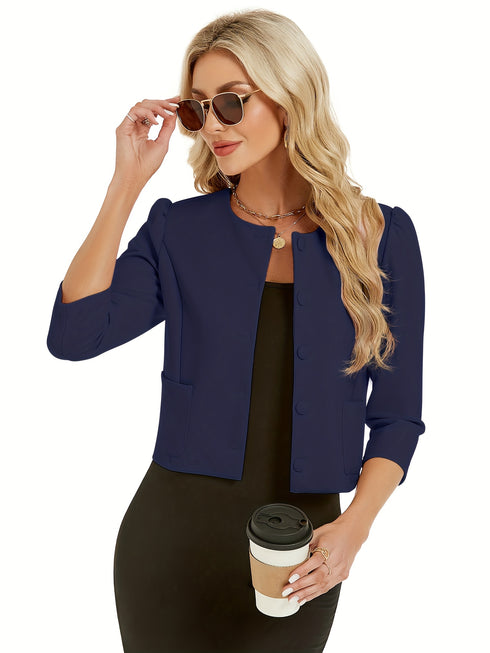 Damen Dreiviertelärmeljacke | Einreihig Offen & Elegant
