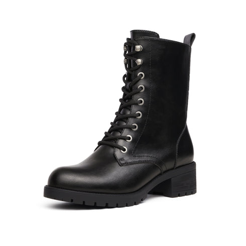 Damen Militärische Schnür-Combat-Stiefel | Mittelknie-Winterstiefel