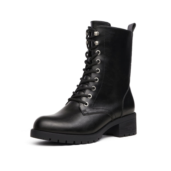 Damen Militärische Schnür-Combat-Stiefel | Mittelknie-Winterstiefel