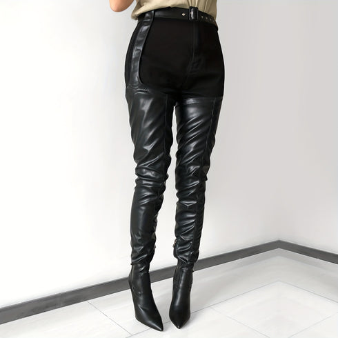 DAMEN ÜBERKNIE CHAPS STIEFEL MIT STILETTO-ABSATZ – MODISCHE HIGH HEEL OVERKNEE BOOTS