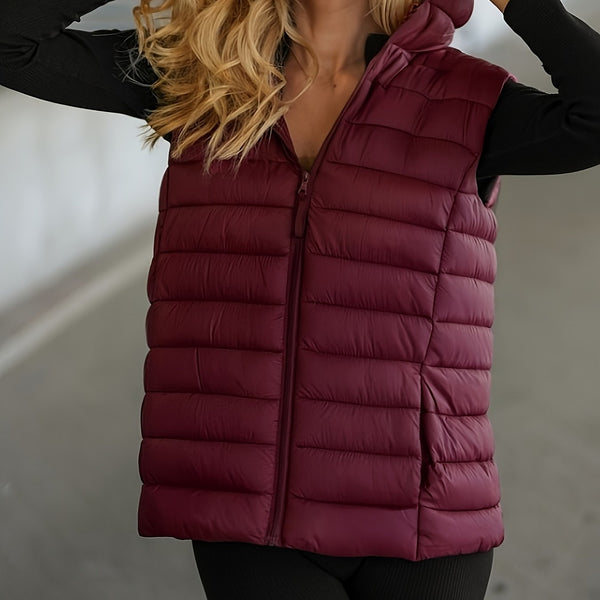 Winter Damenjacke Daunen mit Kapuze | burgunderrot leicht & warm