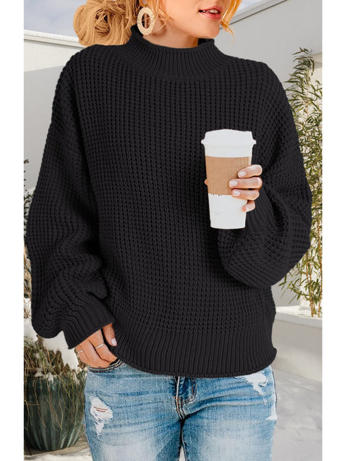 Damens Oversized Batwing Sweatshirt - Langarm-Rollkragenpullover