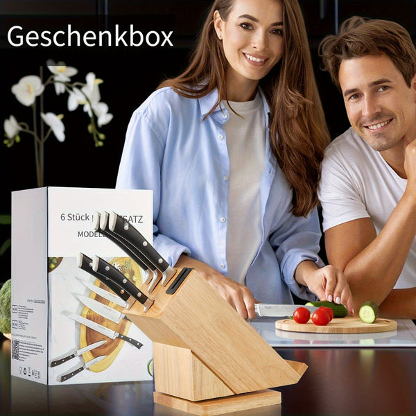 Küchenmesser-Set 7-teiliges | drehbarer Messerblock scharfer Stahl & ergonomische Griffe