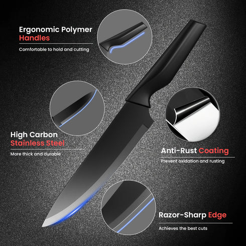 Kireaji 15‑teiliges Messer‑Set Premium Kohlenstoffstahl & Holzblock | Shiraki