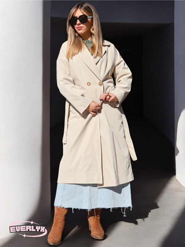 DAMEN JACKE REGENMANTEL | KLASSISCH ELEGANT MIT GÜRTEL