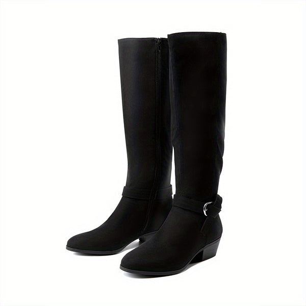 DAMEN KNIEHOHE STRETCH-STIEFEL MIT SEITLICHEM REISSVERSCHLUSS I SLIP-ON HIGH BOOTS