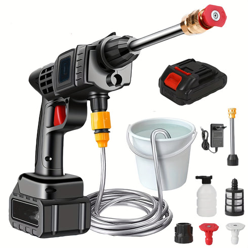 Kabelloser Hochdruckreiniger Takami – 21V Akku, 1300mAh, Tragbar & Leistungsstark für Auto, Garten, Terrasse