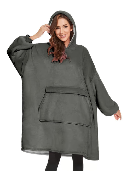 Übergroße kuschelige Kapuzendecke mit Ärmeln & Taschen | Bequem & Warm