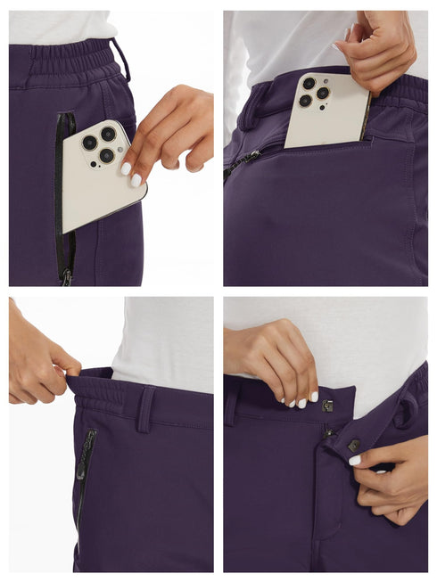 Fleece-Softshell-Wanderhosen für Damen | Warme Winterhosen für draußen