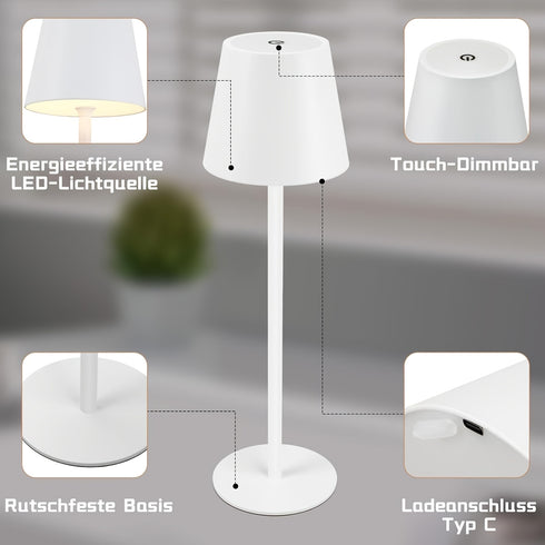 LED Schreibtischlampe weiß/schwarz – Touch dimmbar mit USB Ladefunktion