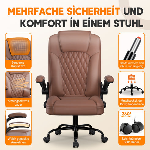 Sebastian | Ergonomischer Bürostuhl aus Kunstleder Verstellbar