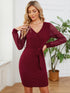 Spitzen-Bodycon WinterKleid mit V-Ausschnitt & langen Ärmeln
