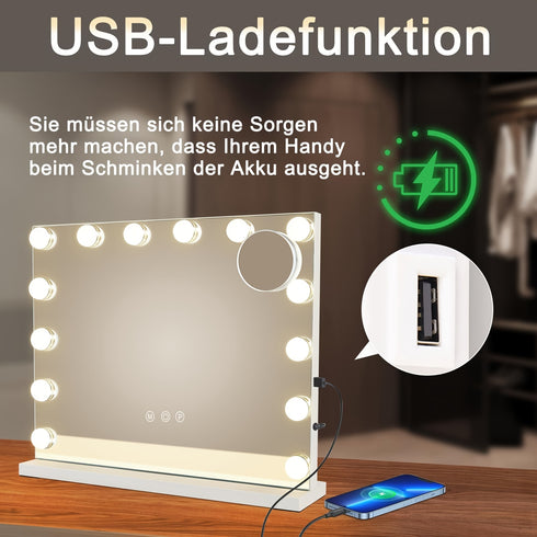 Glamora | Hollywood Make-up-Spiegel mit LED-Beleuchtung
