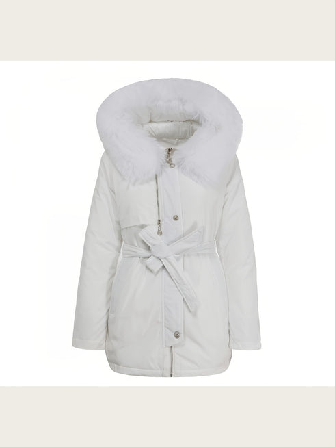 Winddicht & Tailliert Damen Winterjacke mit Pelzkragen