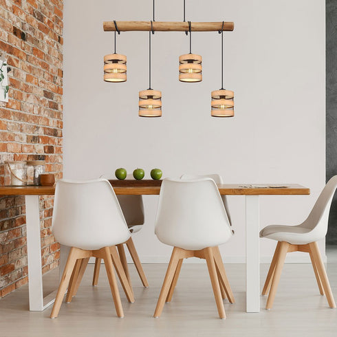 Freja Nordic Pendelleuchte – Holz-Gitter & Metall-Socke