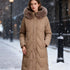 Damen Daunenjacke lang mit Fellkragen & Kapuze
