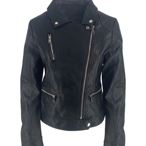 KURZE DAMEN-BIKERJACKE | MIT TASCHEN SEITENREISSVERSCHLÜSSEN