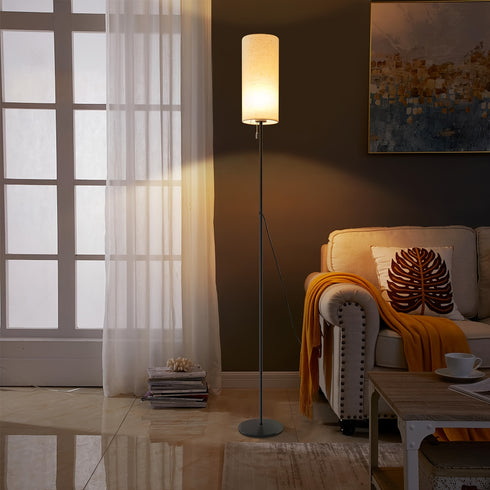 Solveig LED-Stehlampe Vintage-Stoffbildschirm mit Zugkettenschalter | Shiraki