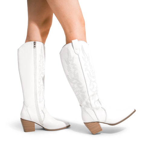 DAMEN COWBOY-STIEFEL BEQUEME ZIEHSTIEFEL MIT REISSVERSCHLUSS SCHUHE