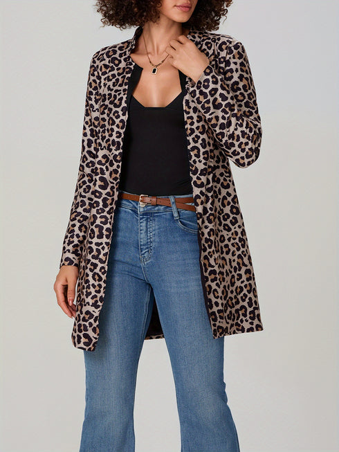 Aurelia Damen Cardigan mit Leopardenmuster – warmer V-Ausschnitt & Club-freizeitlook | Shiraki