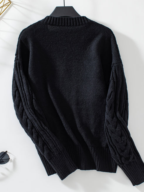 Strickpullover Damen – Langarm mit elegantem Muster