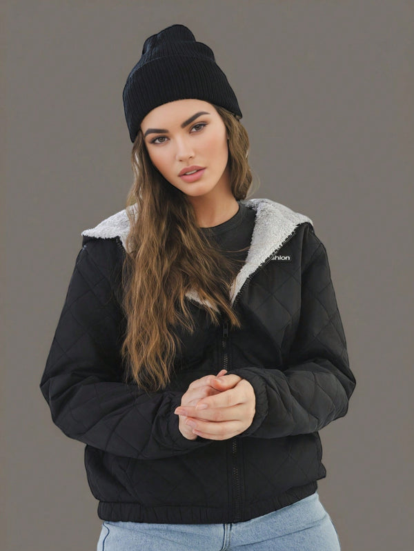 DAMEN WINTERJACKE MIT KAPUZE IN SCHWARZ | SCHWERE QUALITÄT