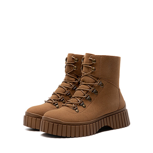 Modische Damenstiefeletten mit klobigem Keilabsatz und Reißverschluss