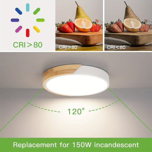 Deckenleuchte Holz LED Rund Weiß