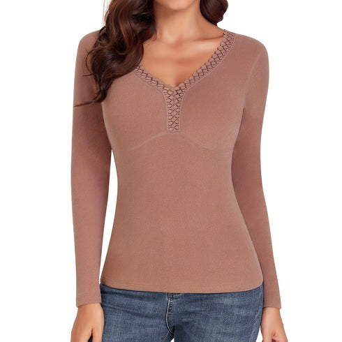 Thermo-Langarmhemd für Damen | Slim Fit Unterhemd Winter-Basisschicht